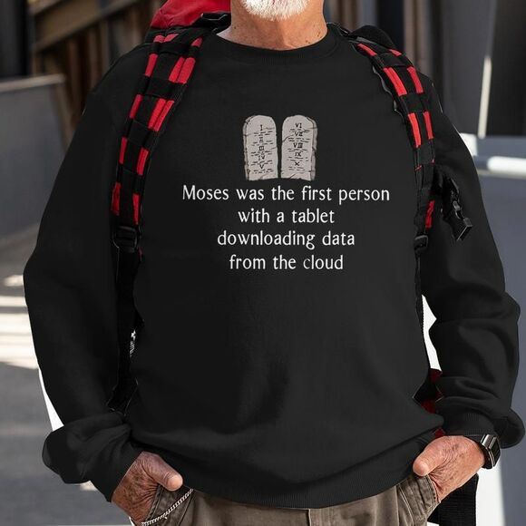 Moses Tablet Sweatshirt – Funny Graphic, Gildan Heavy Blend Size S, Pullover - Picture 8 of 13